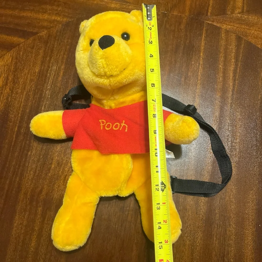 Disney Winnie The Pooh Bear Plush Backpack Adjustable Straps Zipper Pouch